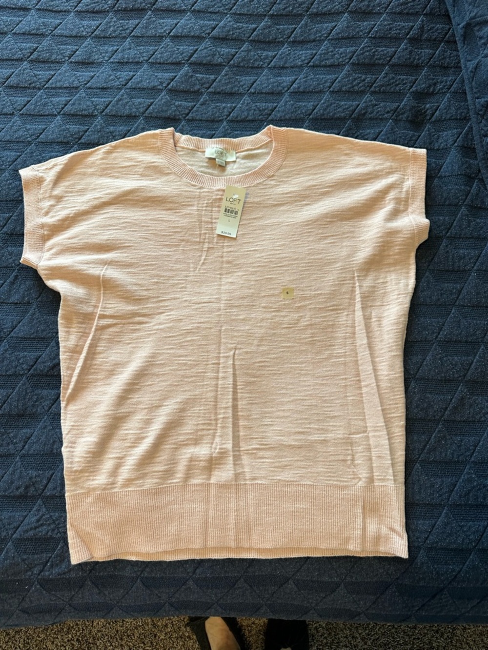 LOFT Women's Light Pink Short Sleeve Sweater